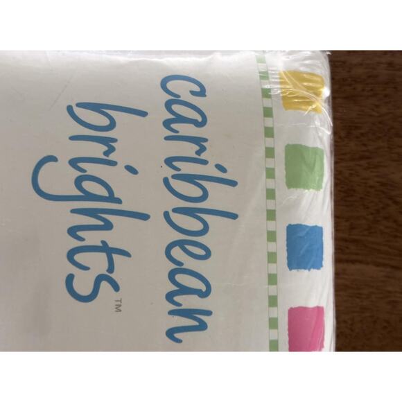 Vintage Caribbean Brights Full Flat Sheet 200 TC USA New Scarlet Sunset Stripe - Picture 4 of 13